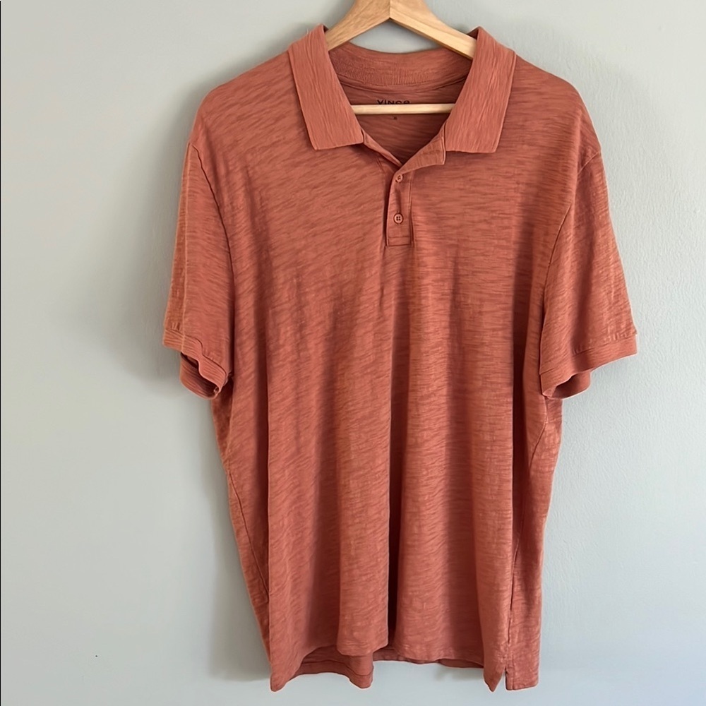 Vince Men's Cotton Polo Shirt in Rust XL